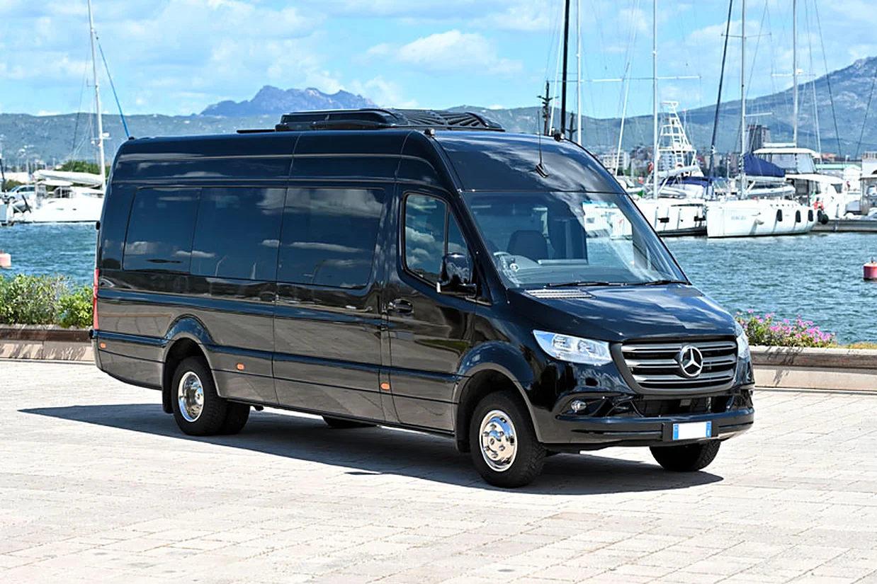 Mercedes Sprinter 16 with chauffeur in Porto Cervo, Olbia & Sardinia